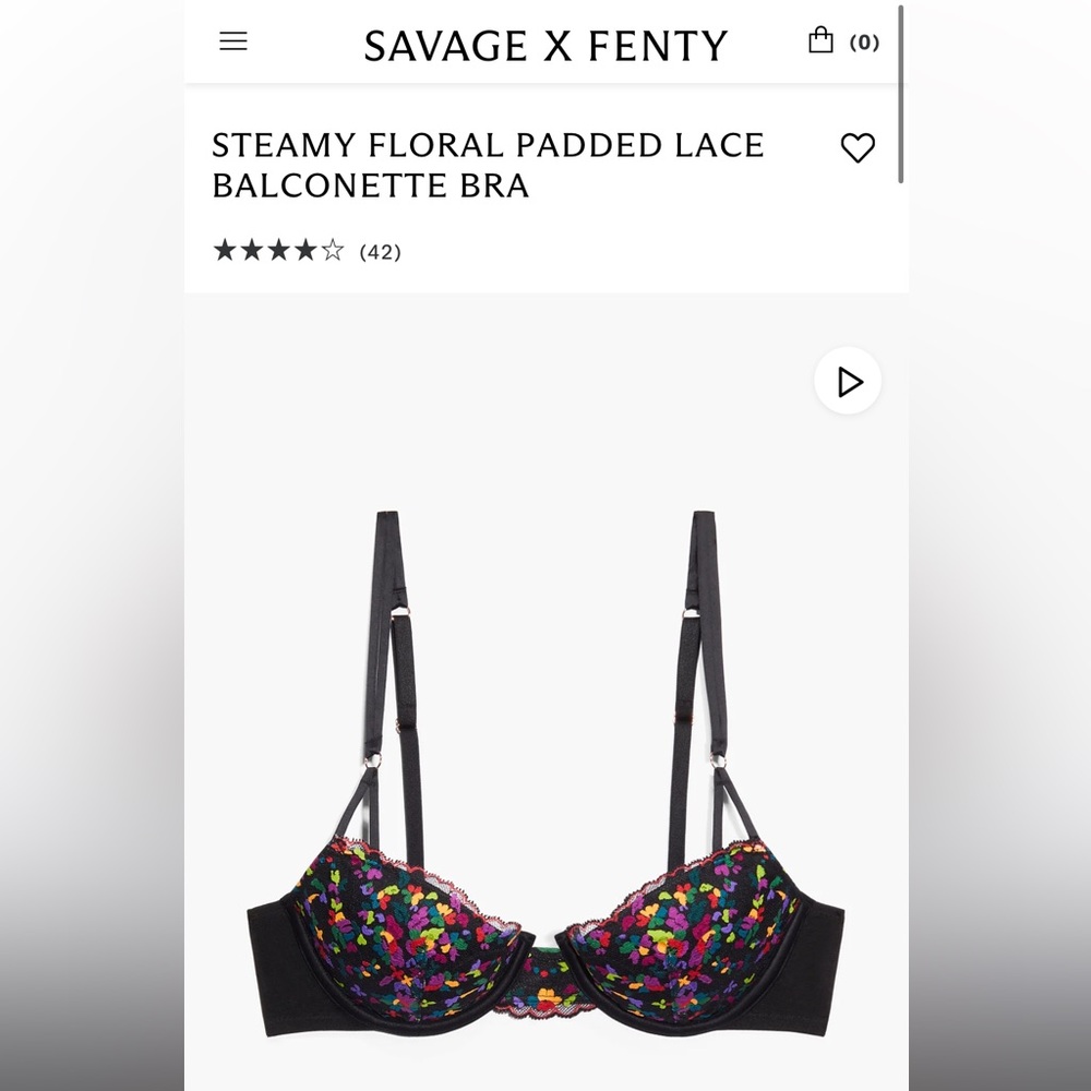 Savage X Fenty STEAMY FLORAL PADDED LACE BALCONETTE 36C BRA